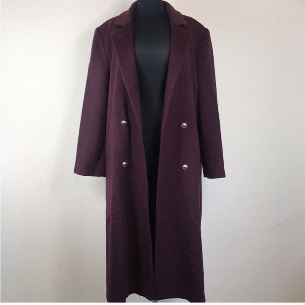 VTG,Worthington ILGWU Elegant Double-Breasted Burgundy Trench Coat Size 8